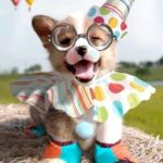 Hang on to your party hats … it’s a #Corgi Puppy In a Clown Outfit.